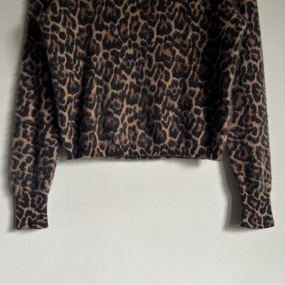 J Crew Brushed Cashmere Crop Fit Crewneck Sweater in Leopard Print XS $158 CE684 - Picture 5 of 16
